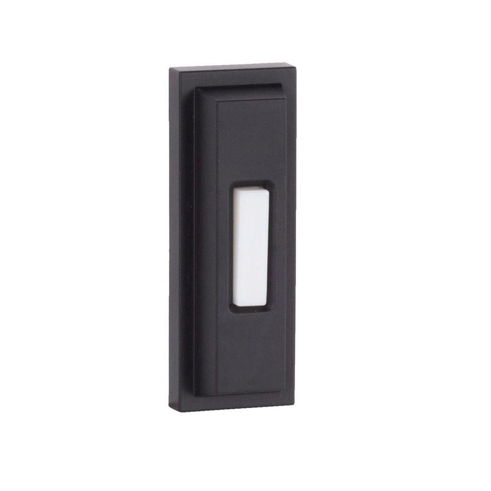 Surface Mount Lighted Push Button with Beveled Rectangle in Flat Black 