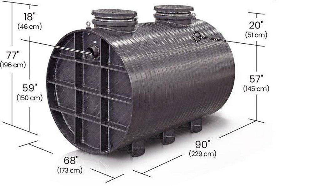 GB-1000 6,547 lb, 100 gpm Grease Interceptor with 4 in. Inlet/Outlet and Cast Iron Cover 