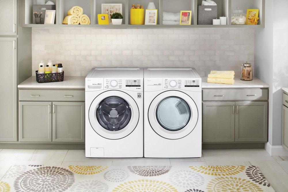 LG Electronics White 30-1/4 in. 4.5 cu. ft. Electric Front Load Washer 