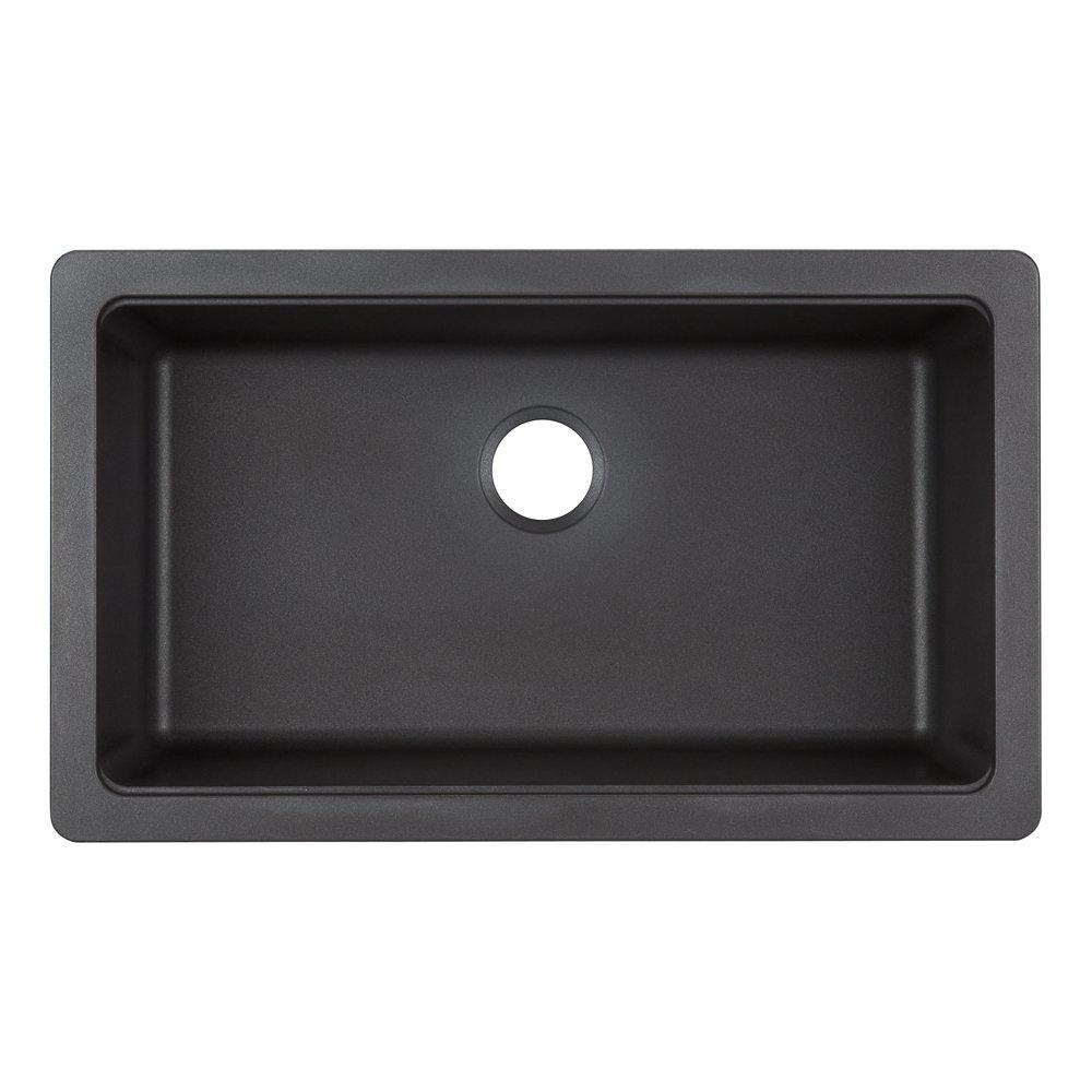 Signature Hardware Black 33 x 20 in. Composite Single Bowl Farmhouse Kitchen Sink 