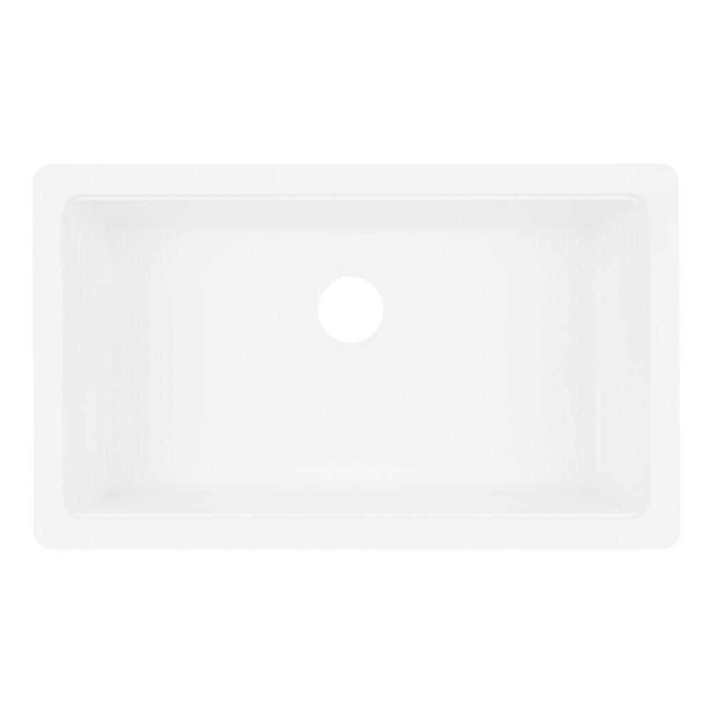 Signature Hardware White 33 x 20 in. Composite Single Bowl Farmhouse Kitchen Sink 