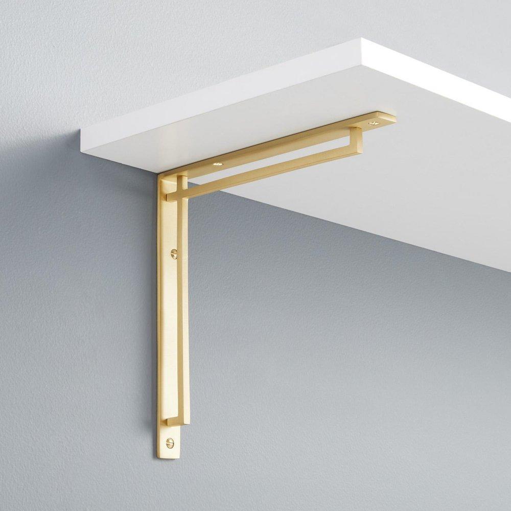 Signature Hardware Satin Brass 7/8 in. Brass Bathroom Shelf Bracket 