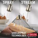 Delta Faucet Lumicoat&reg; Polished Nickel Single Handle Pull Down Kitchen Faucet with Three-Function Spray, Magnetic Docking and ShieldSpray Technology 