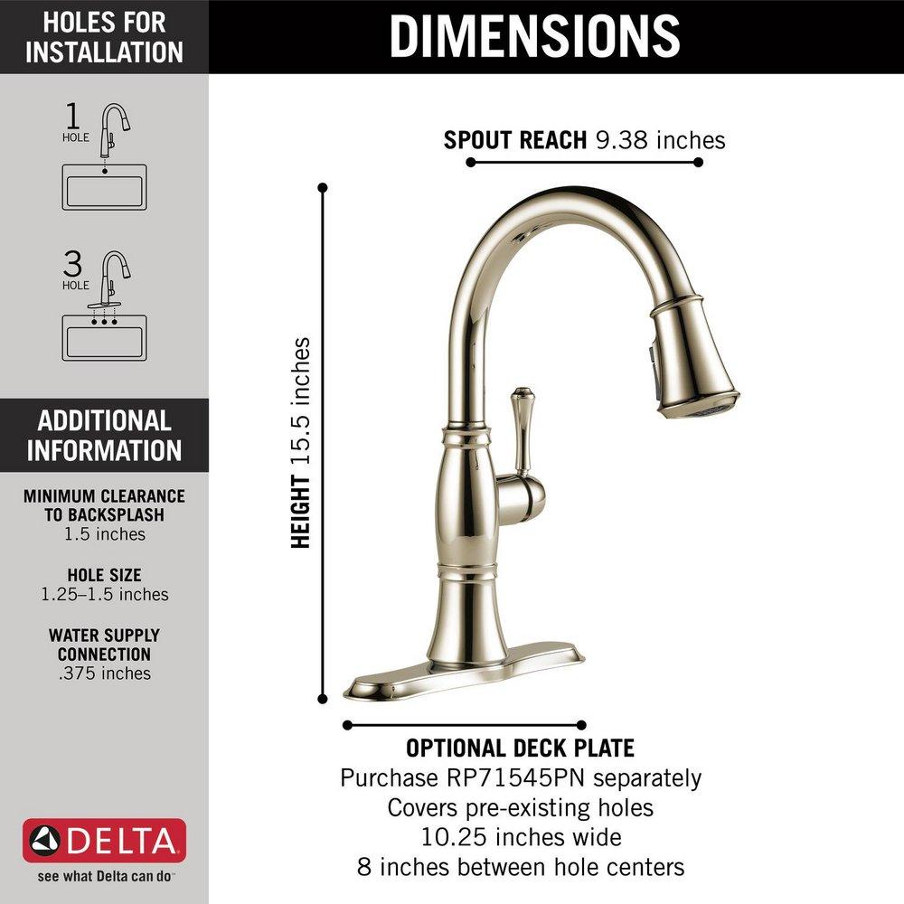 Delta Faucet Lumicoat Polished Nickel Single Handle Pull Down Kitchen Faucet with Three-Function Spray, Magnetic Docking and ShieldSpray Technology 