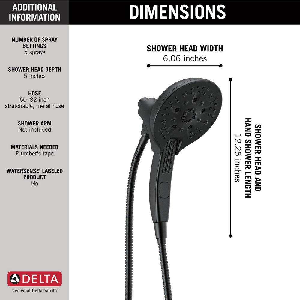 Delta Faucet Matte Black Multi Function Hand Shower 