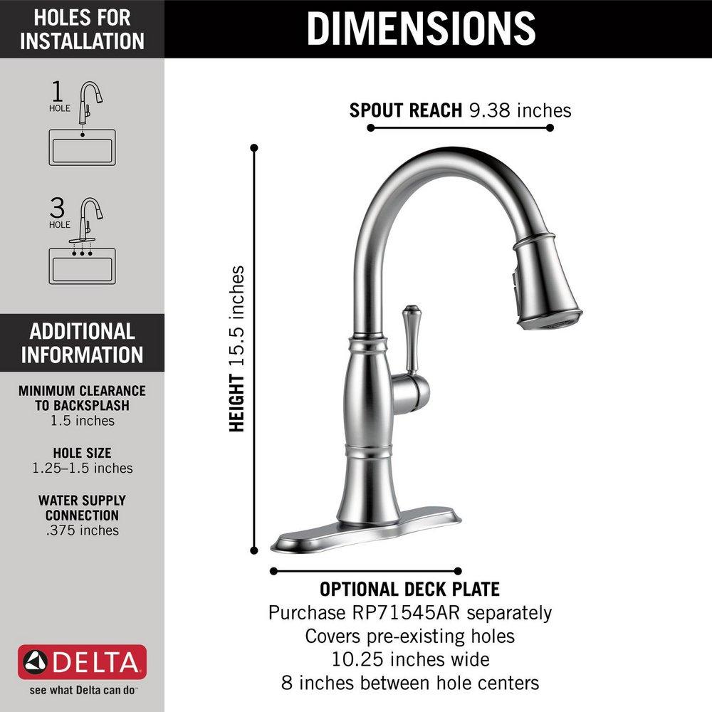 Delta Faucet Lumicoat Arctic Stainless Single Handle Pull Down Kitchen Faucet with Three-Function Spray, Magnetic Docking and ShieldSpray Technology 