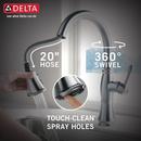 Delta Faucet Lumicoat&trade; Arctic Stainless Single Handle Pull Down Kitchen Faucet with Three-Function Spray, Magnetic Docking and ShieldSpray Technology 
