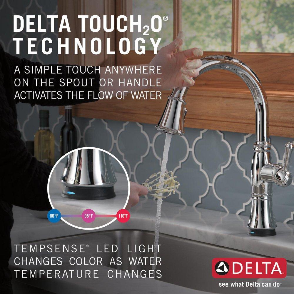 Delta Faucet Lumicoat Chrome Single Handle Pull Down Touch Activated Kitchen Faucet 