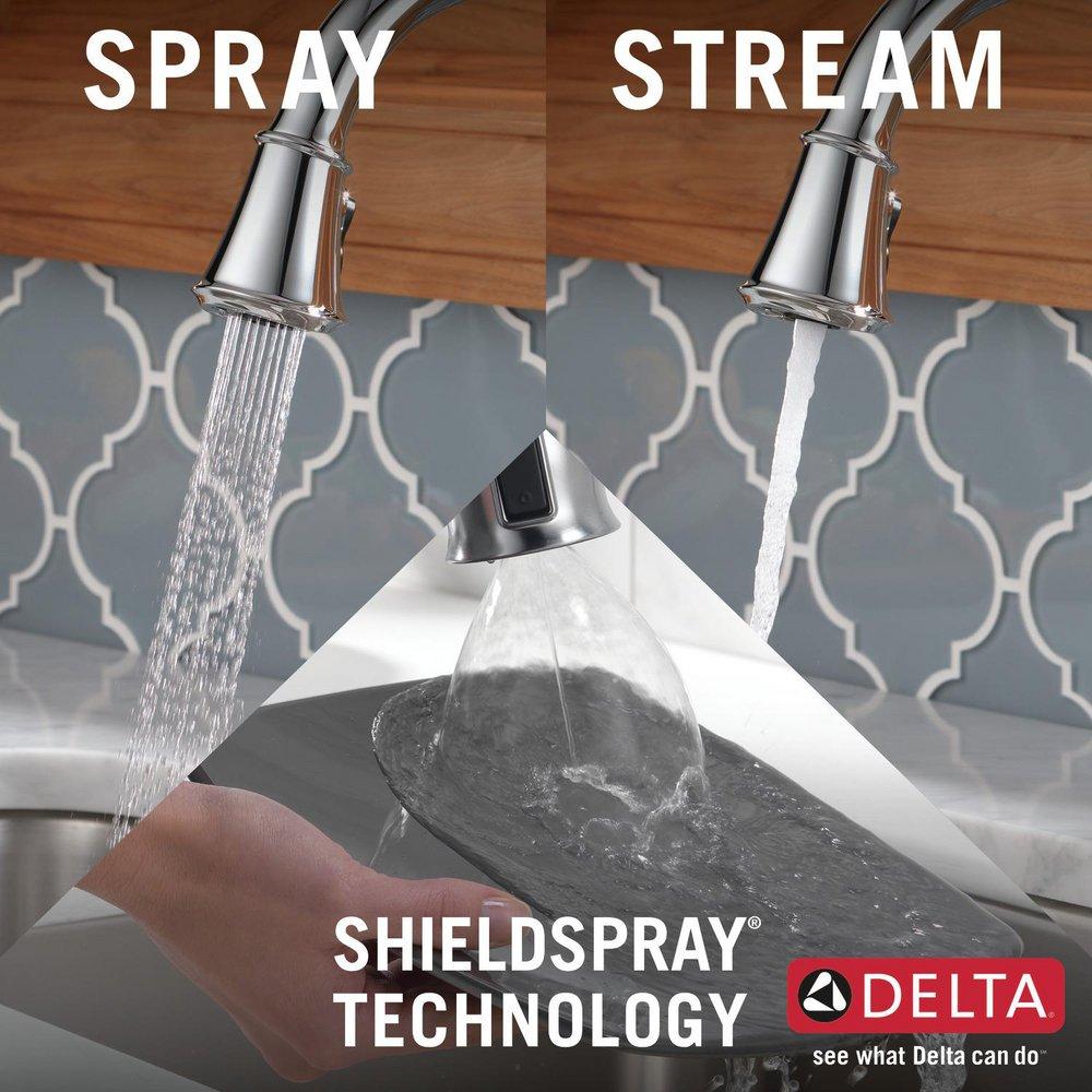 Delta Faucet Lumicoat Chrome Single Handle Pull Down Touch Activated Kitchen Faucet 