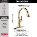 Delta Faucet Lumicoat&reg; Champagne Bronze Single Handle Pull Down Kitchen Faucet with Three-Function Spray, Magnetic Docking and ShieldSpray Technology 