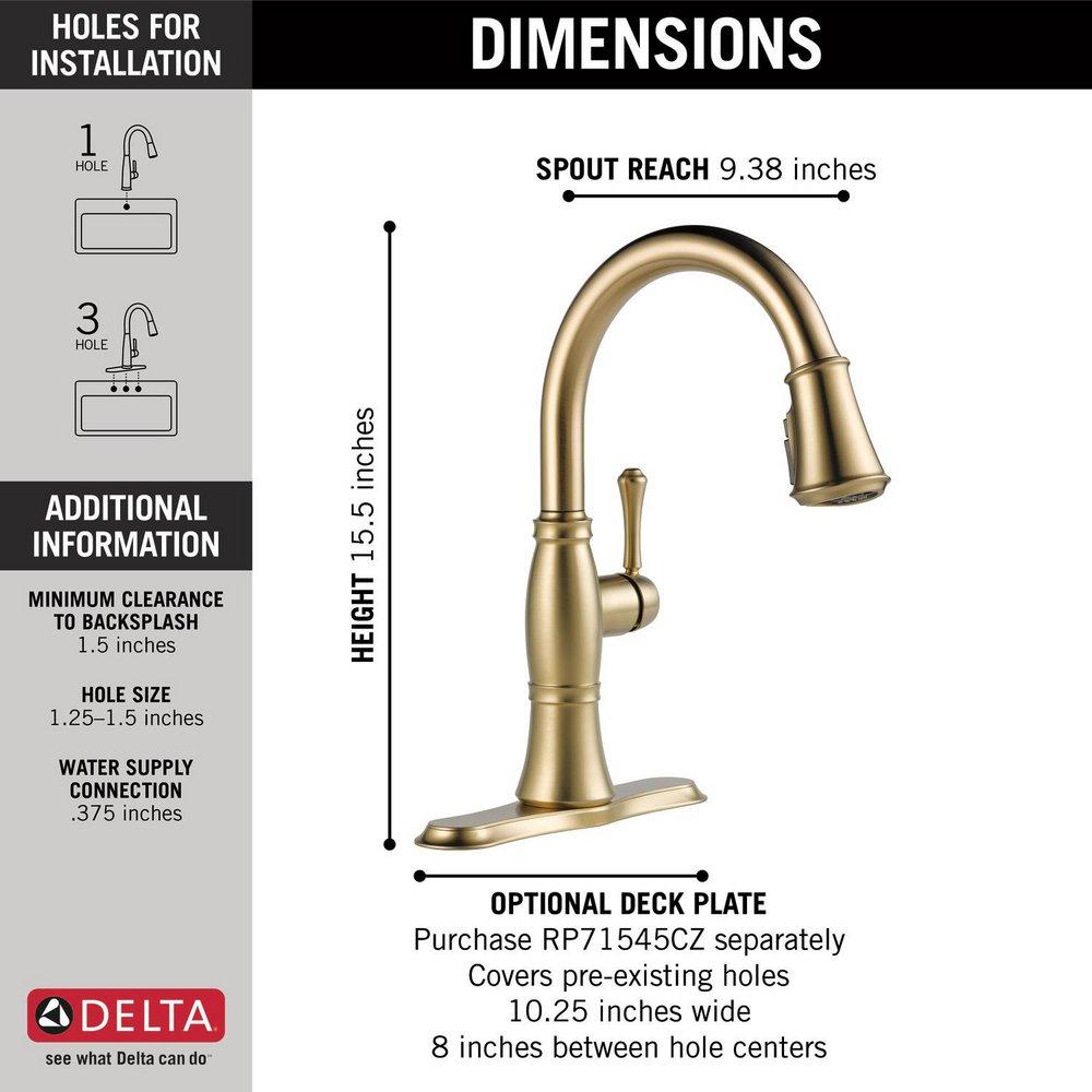 Delta Faucet Lumicoat Champagne Bronze Single Handle Pull Down Kitchen Faucet with Three-Function Spray, Magnetic Docking and ShieldSpray Technology 