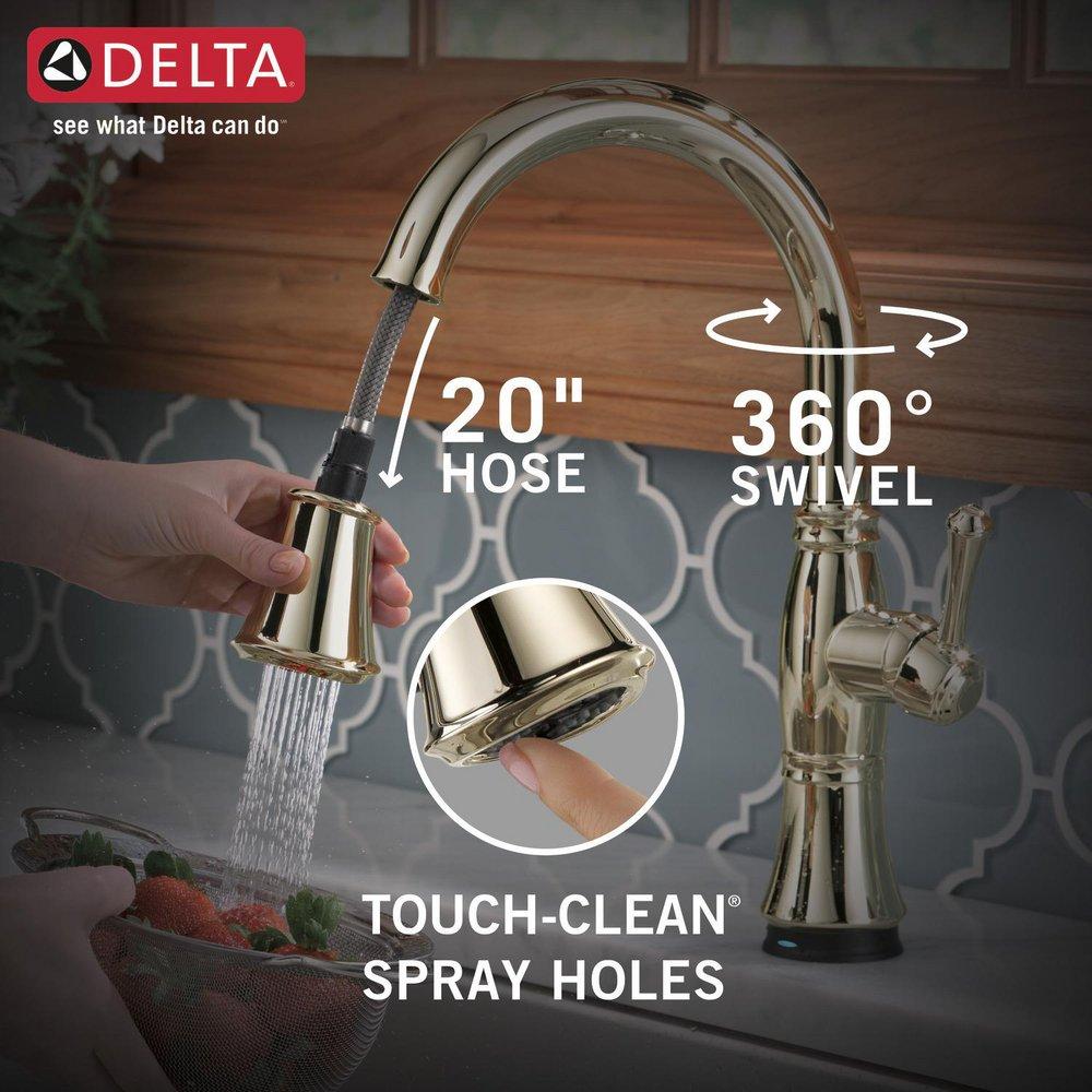 Delta Faucet Lumicoat Polished Nickel Single Handle Pull Down Touch Activated Kitchen Faucet 