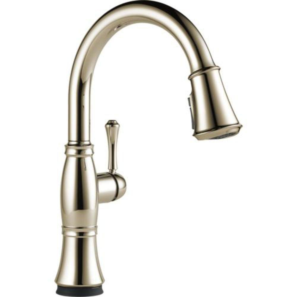 Delta Faucet Lumicoat Polished Nickel Single Handle Pull Down Touch Activated Kitchen Faucet 