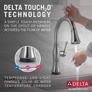 Delta Faucet Lumicoat Arctic Stainless Single Handle Pull Down Touch Activated Kitchen Faucet 