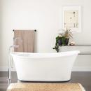 66 x 29-1/2 in. Freestanding Bathtub End Drain in White with Bronze Tones Trim