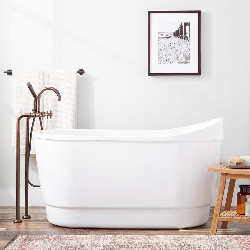 Signature Hardware White 55 x 28-1/2 in. Freestanding Bathtub End Drain in White 