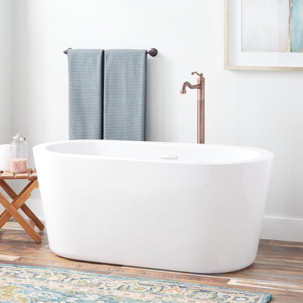 Signature Hardware White 55 x 27 in. Freestanding Bathtub Center Drain in White 