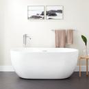 55-3/8 x 29-1/8 in. Freestanding Bathtub Offset Drain in White with Chromes Trim