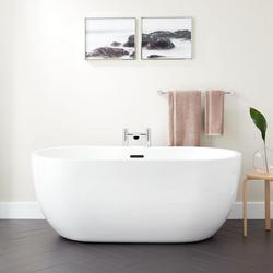 60-1/2 x 29-3/8 in. Freestanding Bathtub Offset Drain in White with Blacks Trim