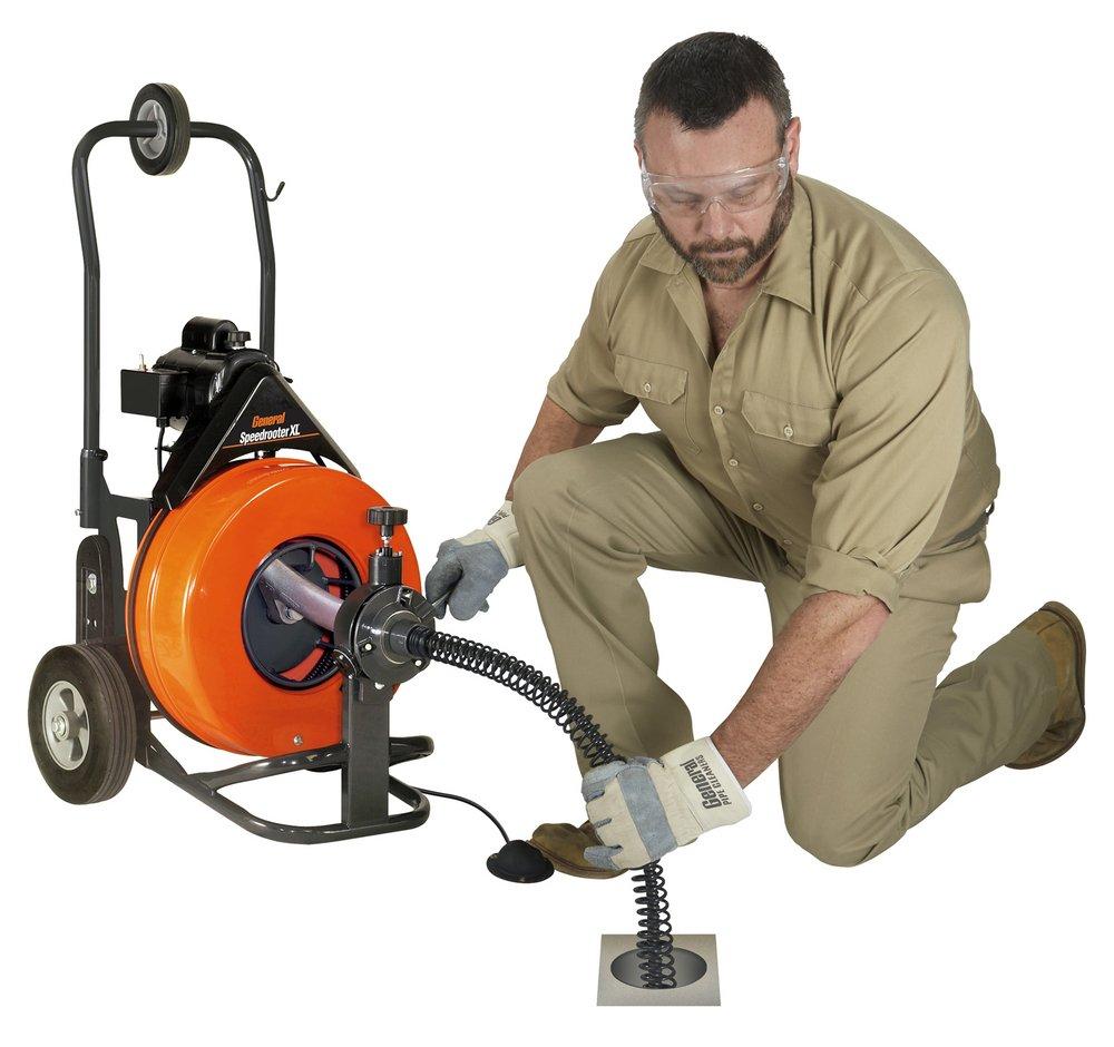 SPEEDROOTER XL WITH 100EM5 100FT X3/4 CABLE POWER CABLE FEED GUIDE TUBE AND SRCS CUTTER SET 