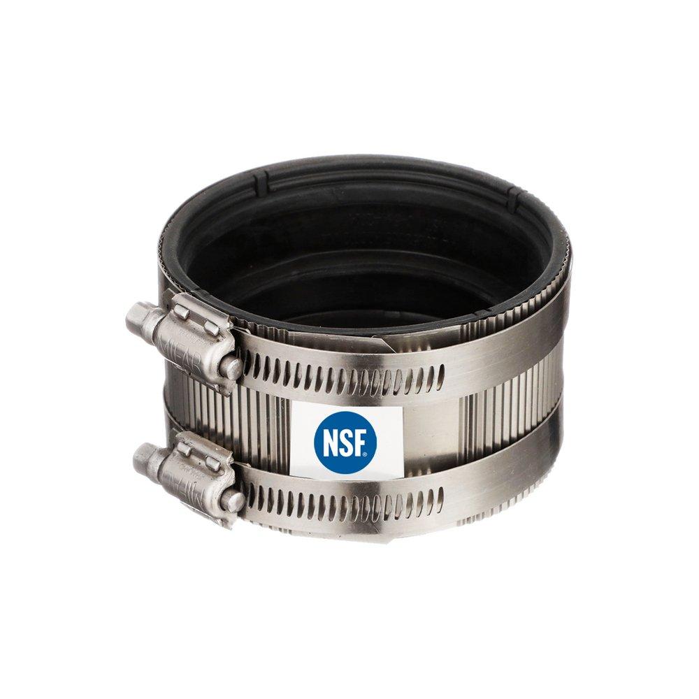 8 in. No Hub 301 and 305 Stainless Steel Quick Hub Shield Coupling with Neoprene Sealing Ring 