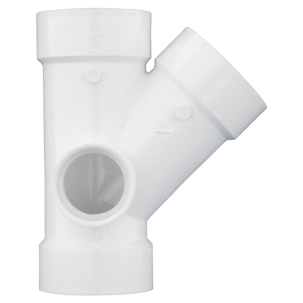 White PVC DWV Wye with 2 