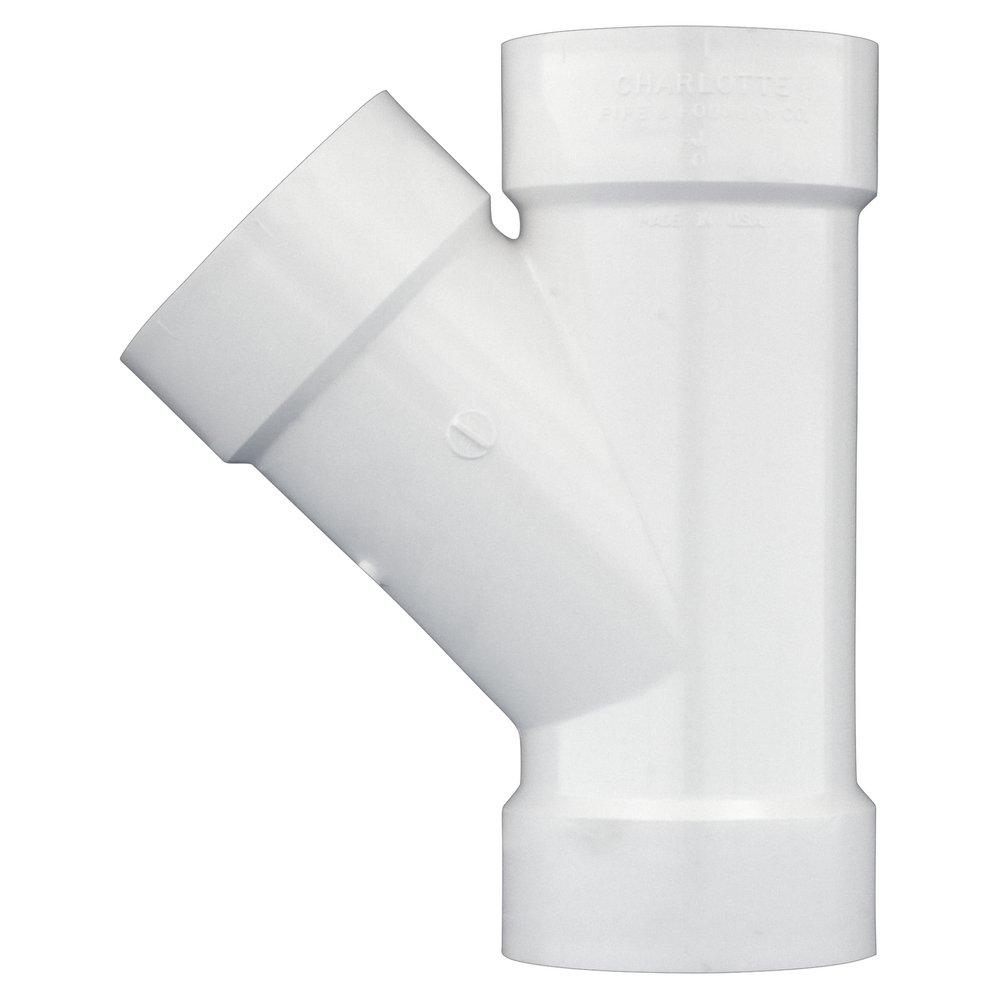 White PVC DWV Wye with 2 