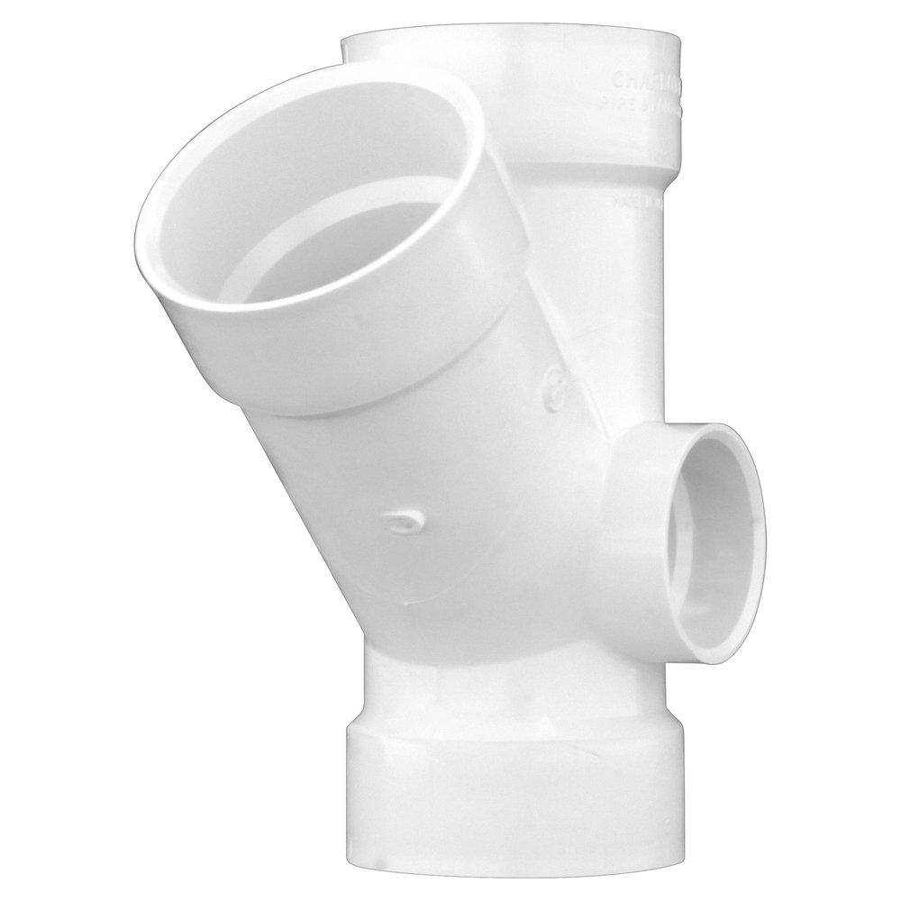 White PVC DWV Wye with 2 