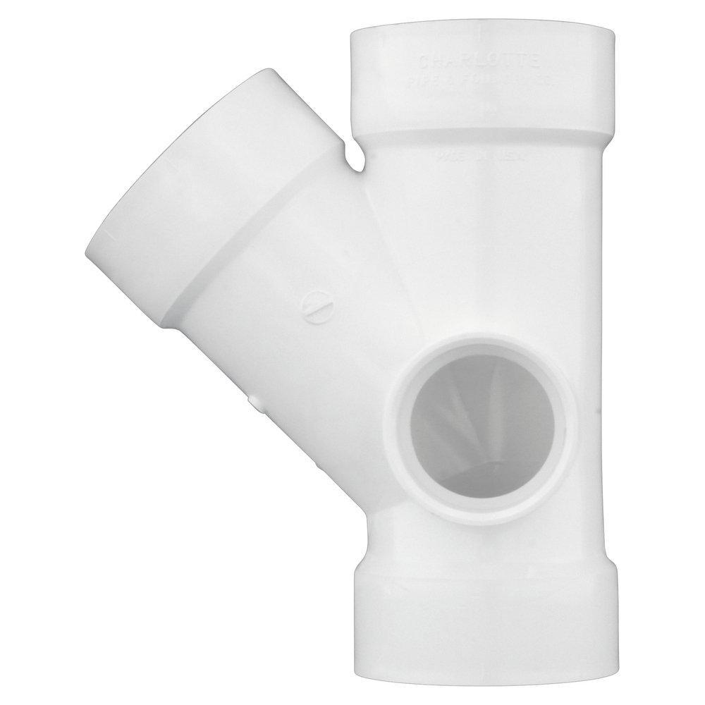 White PVC DWV Wye with 2 