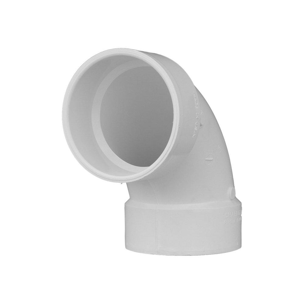 White Hub Straight and DWV Schedule 30 PVC 90 Degree Elbow 