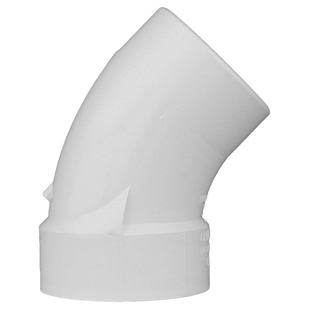 White Socket x Hub Straight, DWV and Street Schedule 30 PVC 45 Degree Elbow 