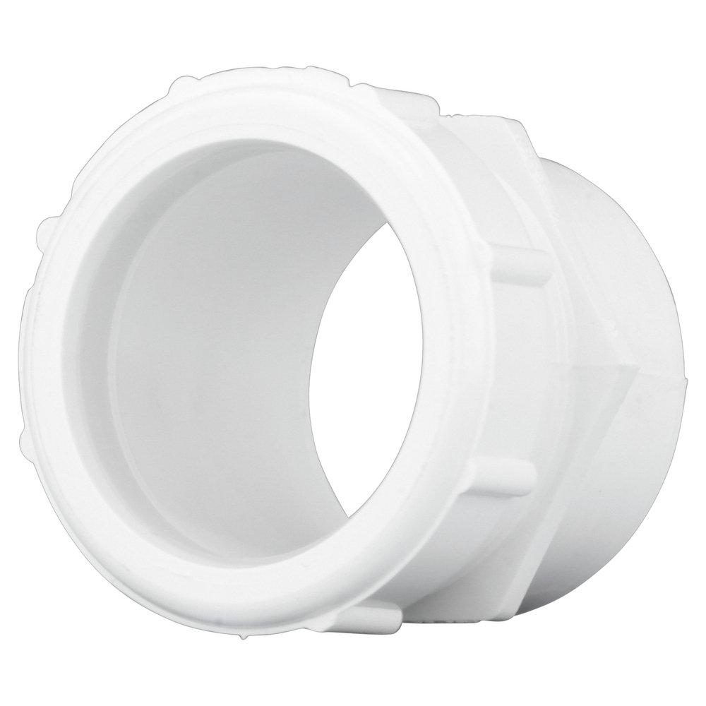 White PVC DWV Male Trap Adapter with Washer & Polyethylene Nut 