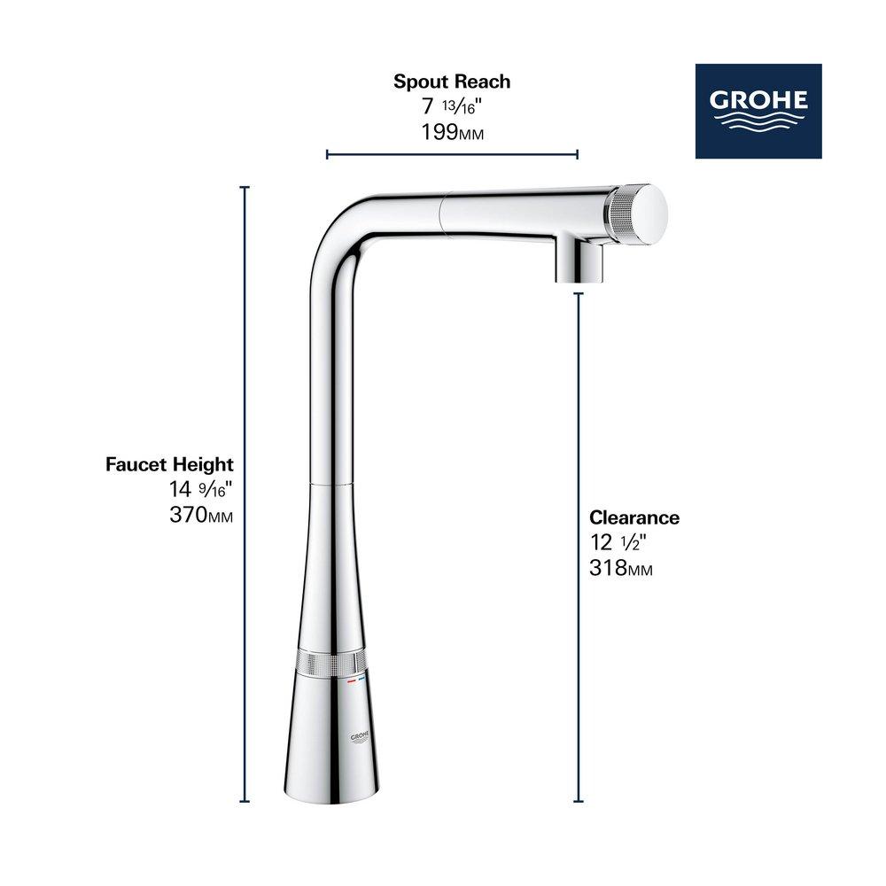 GROHE Chrome Single Handle Pull Out Kitchen Faucet 