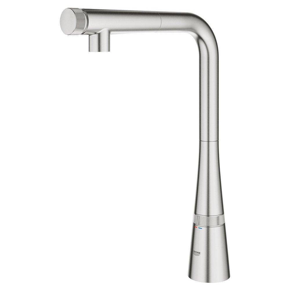 GROHE SuperSteel Single Handle Pull Out Kitchen Faucet 
