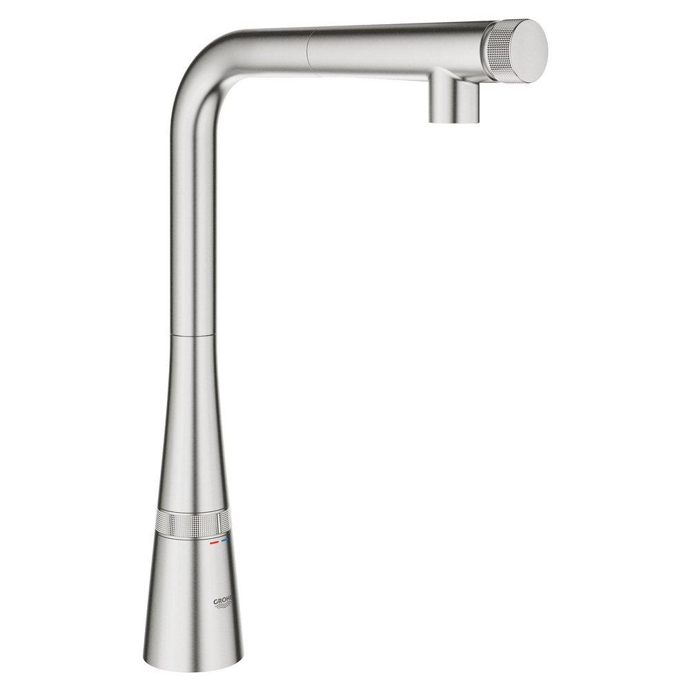 GROHE SuperSteel Single Handle Pull Out Kitchen Faucet 