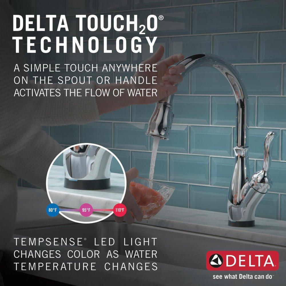 DELTA LELAND: VOICEIQ SINGLE HANDLE PULL-DOWN FAUCET WITH TOUCH20 TECHNOLOGY 