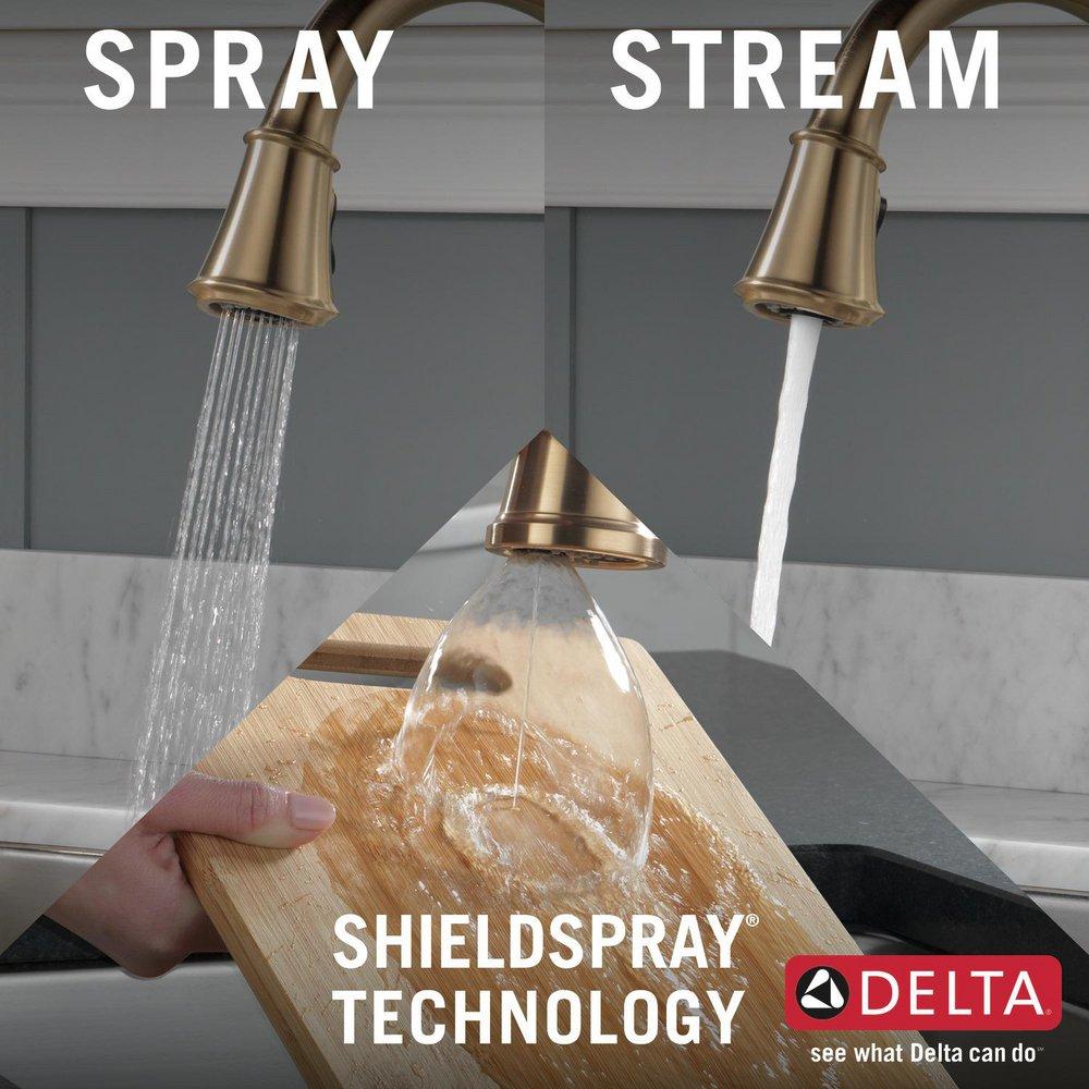 Delta Faucet Lumicoat Champagne Bronze Single Handle Pull Down Touch Activated Kitchen Faucet 