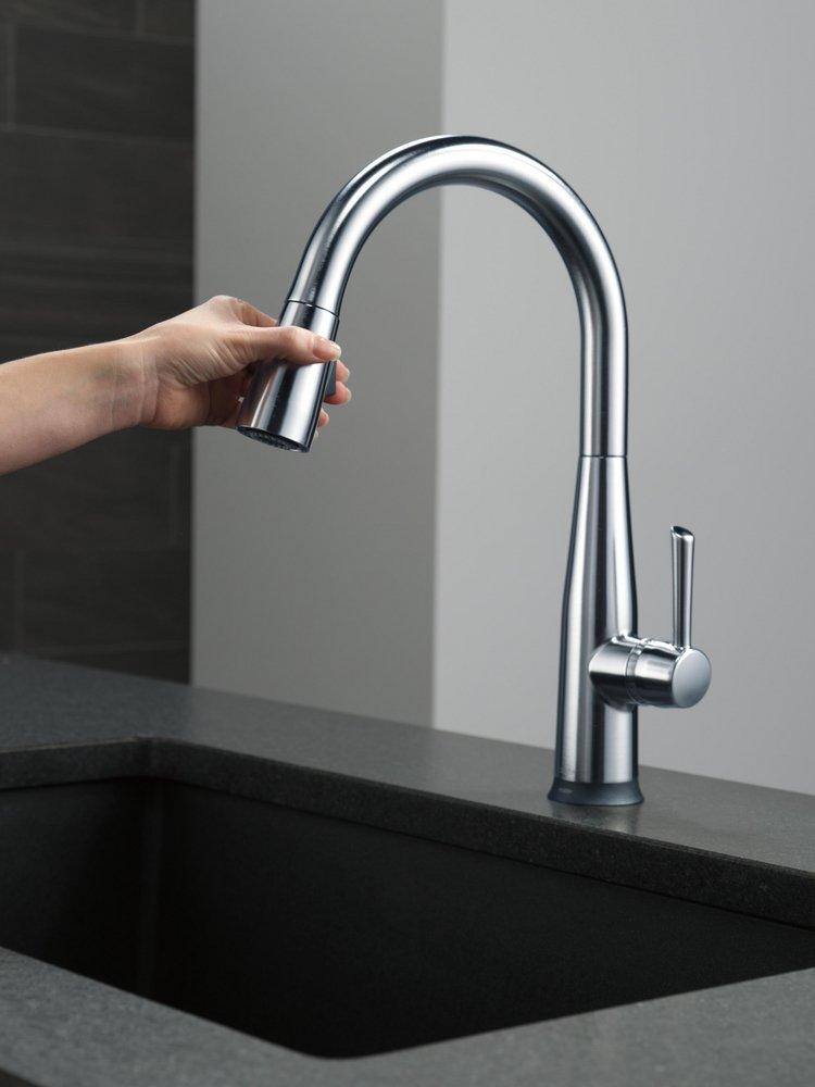Delta Faucet Arctic Stainless Single Handle Pull Down Touch and Voice Activated Kitchen Faucet 
