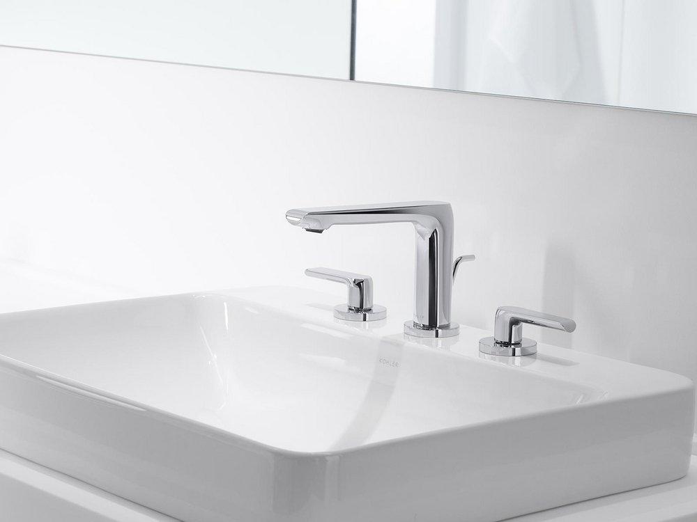 KOHLER Polished Chrome Two Handle Widespread Bathroom Sink Faucet 