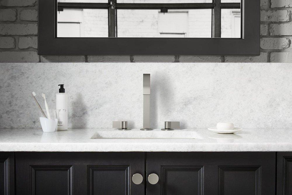 KOHLER Vibrant Brushed Nickel Two Handle Widespread Bathroom Sink Faucet 