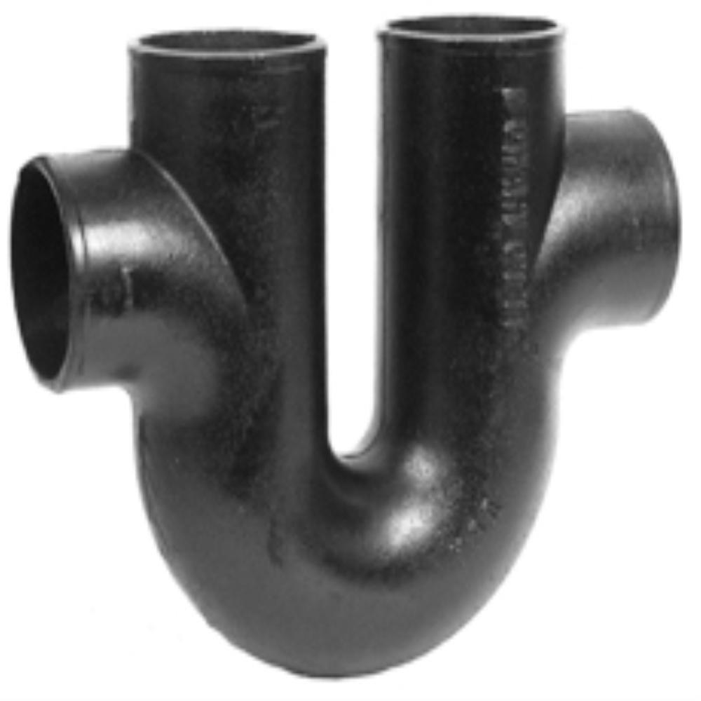 Black No-Hub x Spigot Cast Iron Running Trap with Double Vent 
