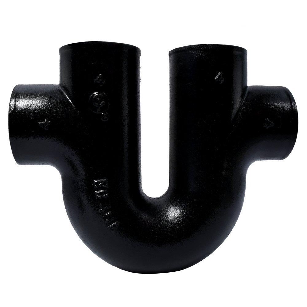 Black No-Hub x Spigot Cast Iron Running Trap with Double Vent 