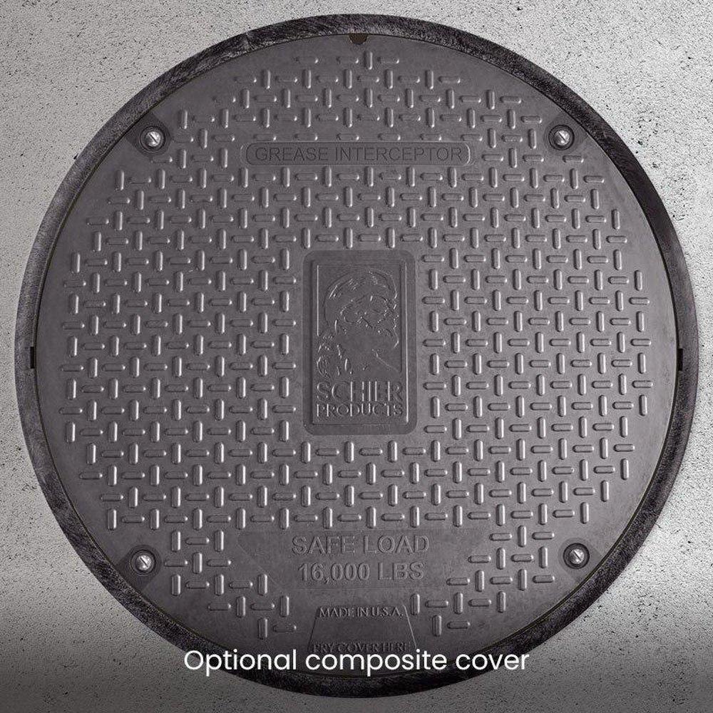 GB-250-B GREASE INTERCEPTOR 4 PLAIN/FEMALE INLET/OUTLET HIGHWAY RATED COMPOSITE COVER 