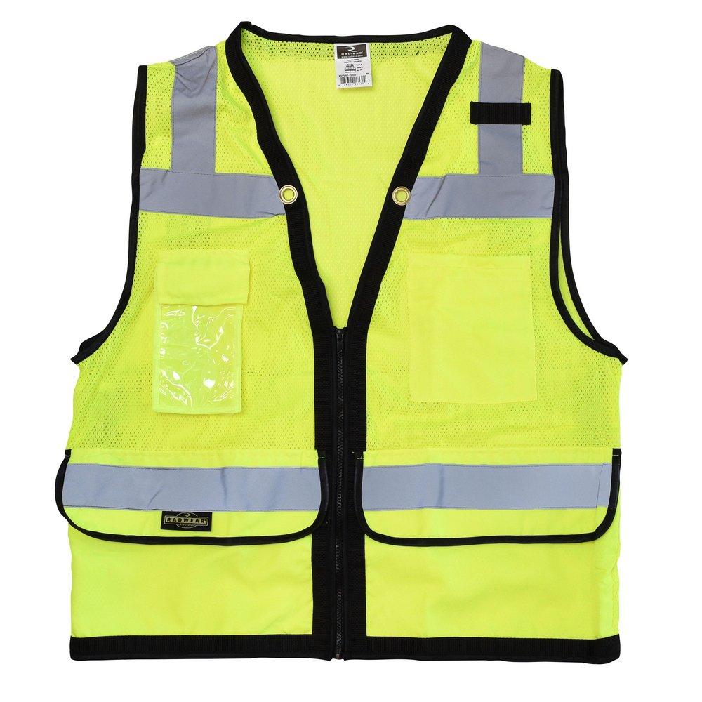 Radians Hi-Viz Green Polyester Mesh Surveyor Safety Vest in Hi-Viz Green 