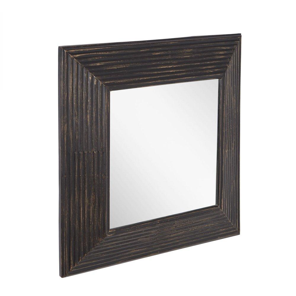 Signature Hardware Black Powder Coat 29-1/4 x 29-1/4 x 3-1/2 in. Square Decorative Vanity Mirror 
