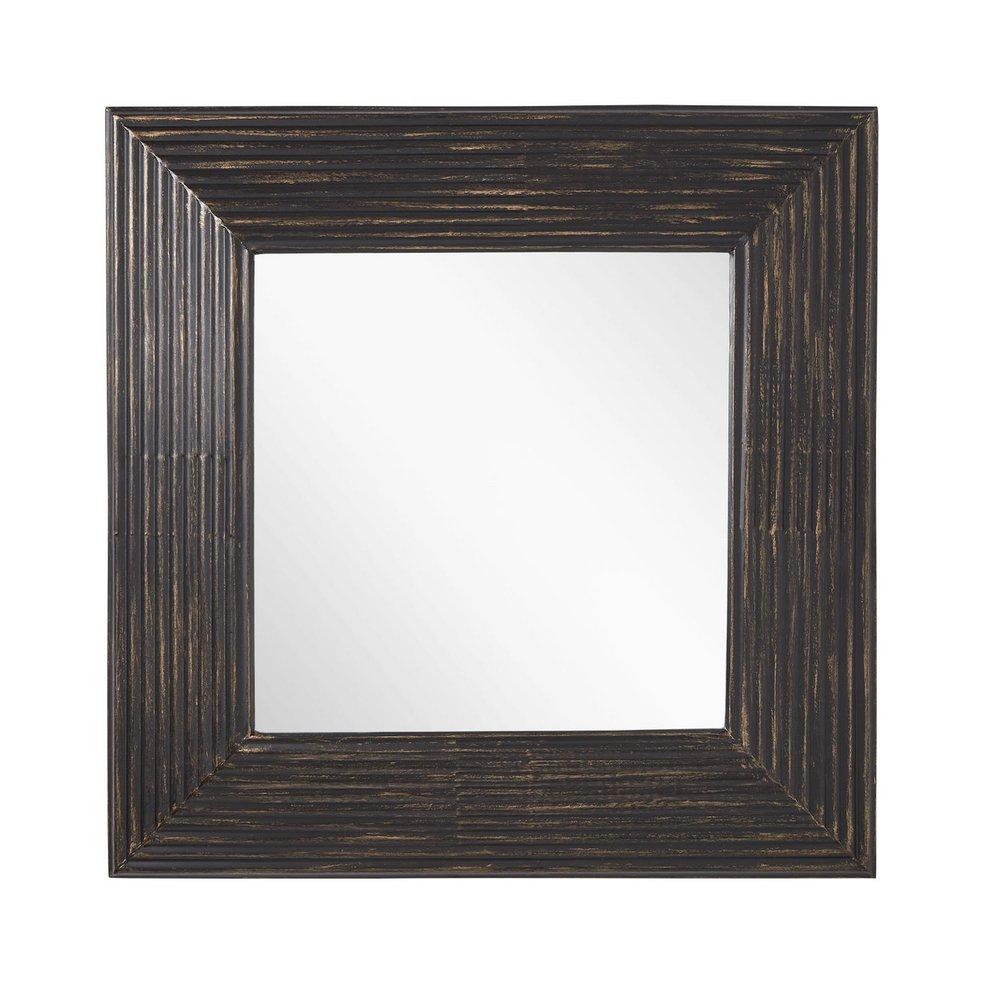 Signature Hardware Black Powder Coat 29-1/4 x 29-1/4 x 3-1/2 in. Square Decorative Vanity Mirror 