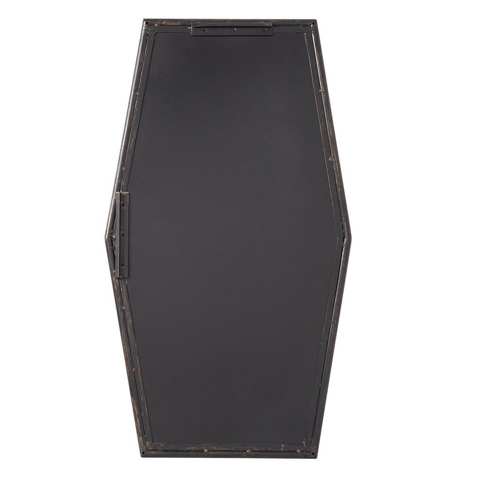 Signature Hardware Black Powder Coat 20-3/8 x 36 x 3/4 in. Hexagonal Decorative Vanity Mirror 