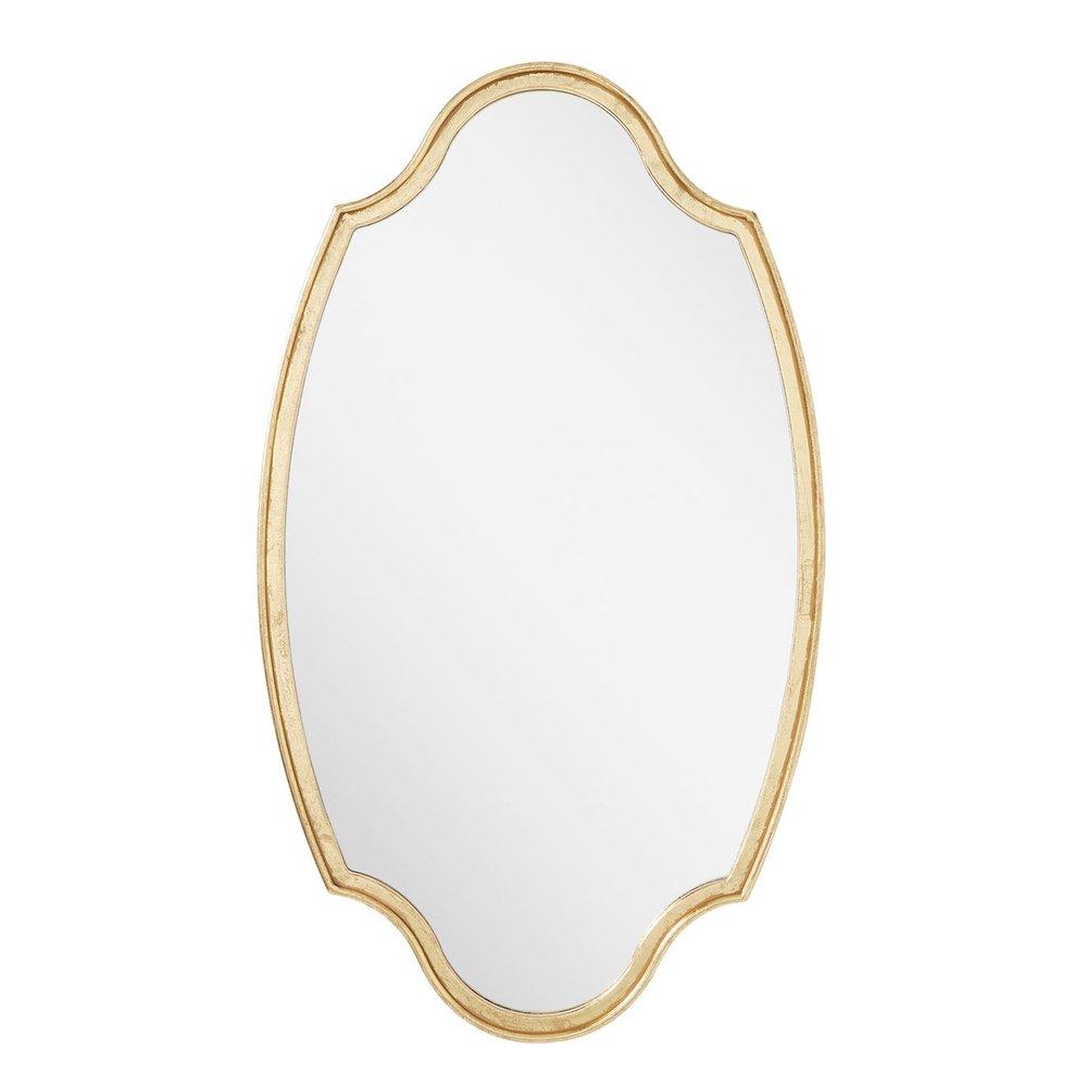 Signature Hardware Gold Leaf 22 x 37-3/4 x 1-1/4 in. Oval Decorative Vanity Mirror 