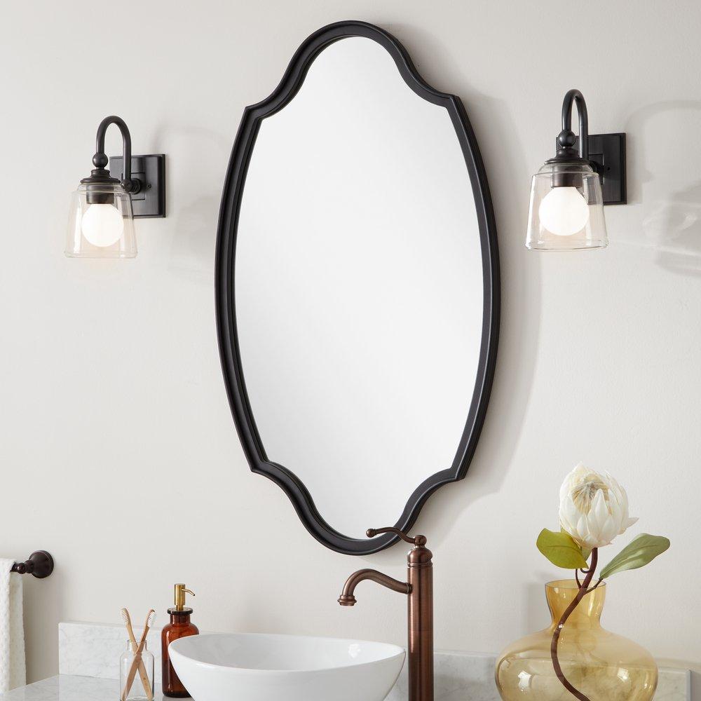 Signature Hardware Gold Leaf 22 x 37-3/4 x 1-1/4 in. Oval Decorative Vanity Mirror 