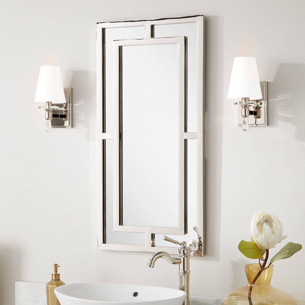 Signature Hardware Nickel 18 x 36 x 1 in. Rectangular Decorative Vanity Mirror 